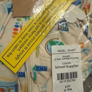 Angel Dear Cream School Supplies Zipper Footie two way zip 6-9m